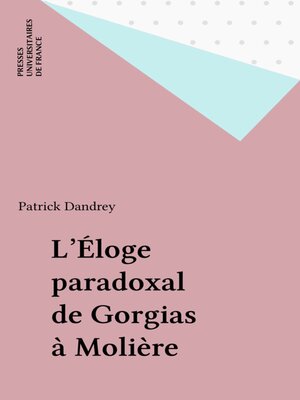 cover image of L'Éloge paradoxal de Gorgias à Molière